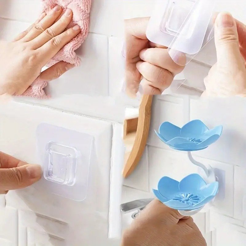Multicolor Lotus Flower Soap Holder, Double Layer Wall-Mounted, No-Drill with Drainage, Quick-Dry Plastic Bathroom Organizer for Soap Storage, Soap Holder for Bathroom ( Random Color ) - 01 Stand
