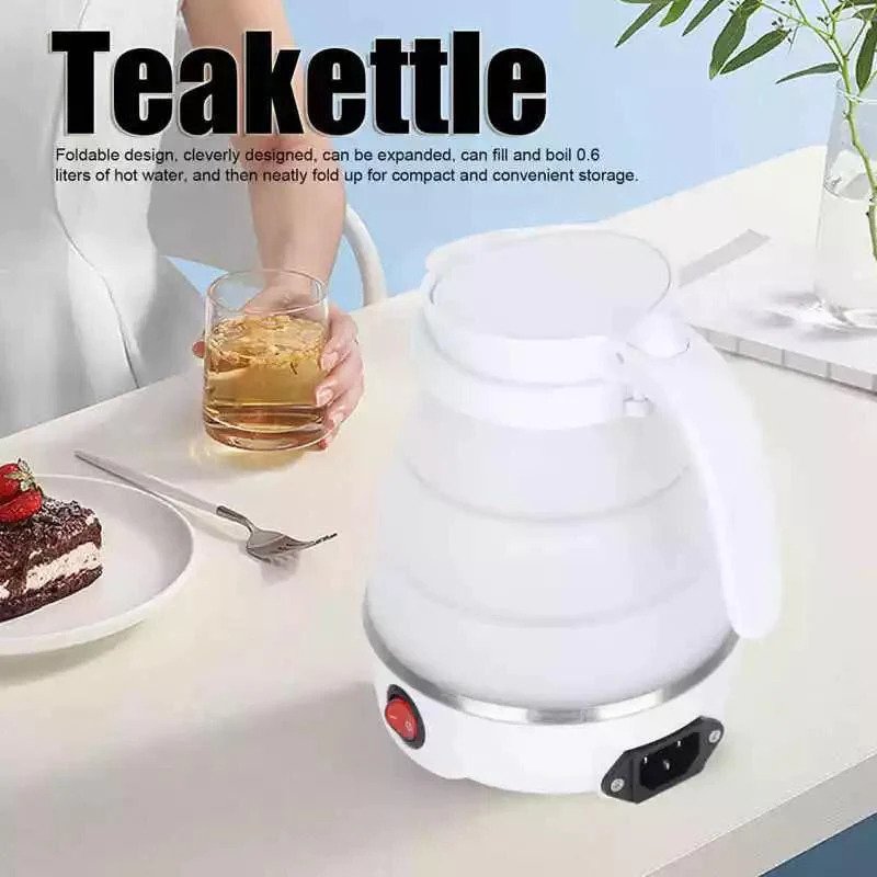 Fast Water Boiling 600 ml Portable Kettle Travel Kettle Foods Boils Quickly Silicone Small Collapsible Foldable Electric Sports Bottle ( Random Color )