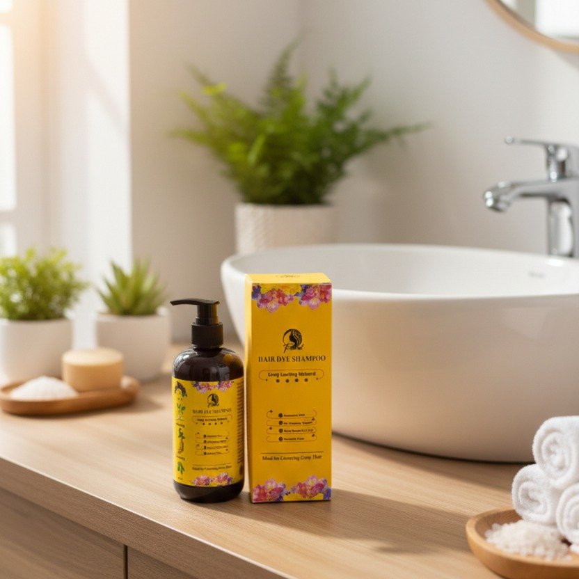 Floral Natural Hair Dye Shampoo | 200ml | Ammonia-Free Herbal Formula | Long-Lasting Gray Coverage