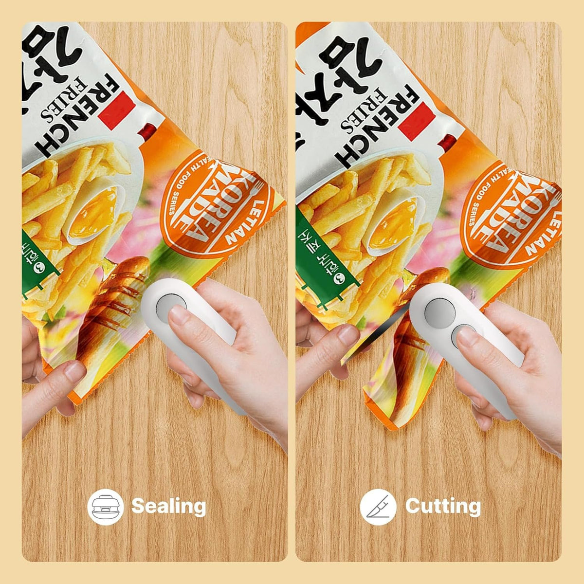Heat Sealing Machine 2 in 1 Cutting and Sealer USB Rechargeable Food Sealer Mini Sealer for Snack Storage Food Sealer for Chip Bags, Plastic Bags, Food Storage | Mini Sealing Machine ( Random Color)