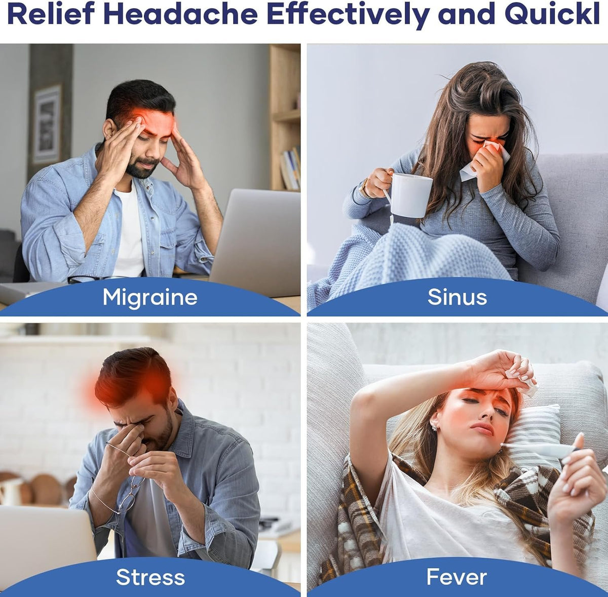 Headache Relief Hat for Migraine Relief, Tension, One Size Fits All Headache Cap with Reusable Ice Gel Pack for Puffy Eyes, Stress Relief ( Random Color )
