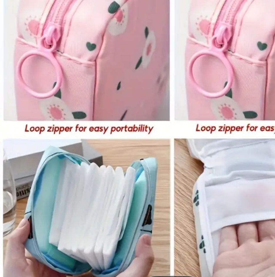 Women Portable Pouch Napkin Cosmetic Bags Organizer / Sanitary Pads Storage Bag / Ladies Makeup Bag Girls Hygiene Pad Bag (random Design &amp; color)