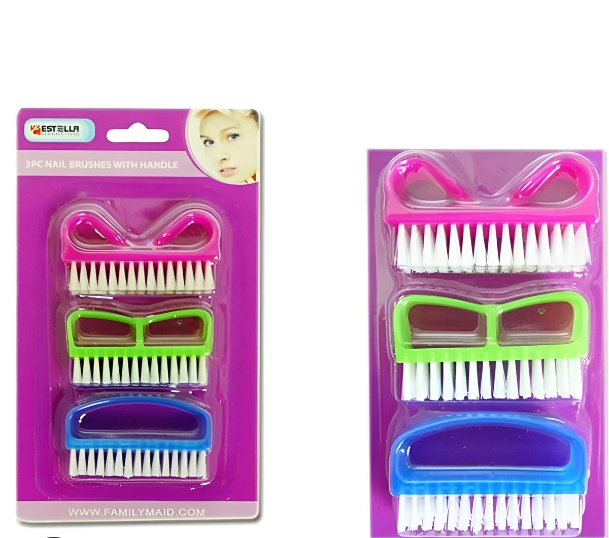 Pack Of 3 Nail Brush Set with Handle – Soft &amp; Durable Bristles for Cleaning Hands, Feet, Nails &amp; Cuticles, Removes Dirt, Grime &amp; Grease, Assorted Colors (Random Color)