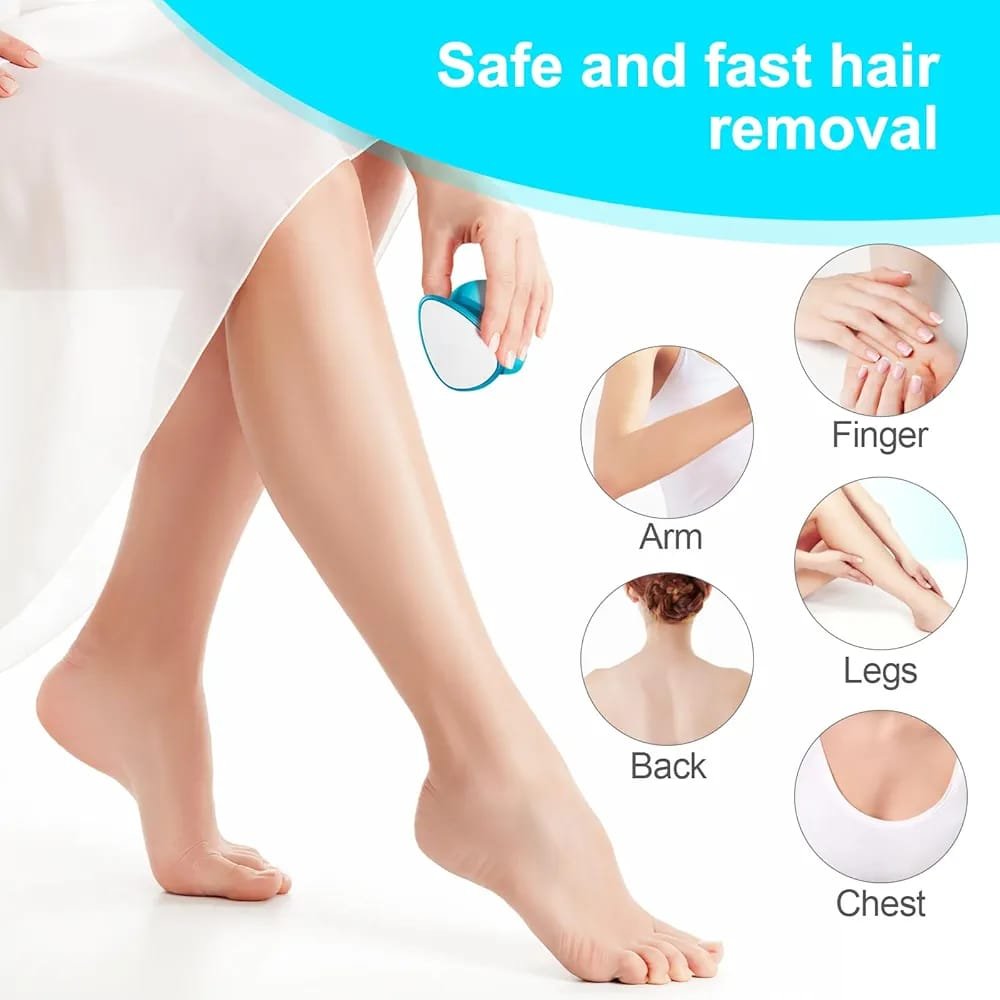 2 in 1 Double-Sided Nano Glass Callus Remover &amp; Crystal Hair Eraser – Safe &amp; Quick Foot File, Dead Skin &amp; Hard Callus Remover, Painless Epilator for Women, Portable Pedicure Tool (Random Color)