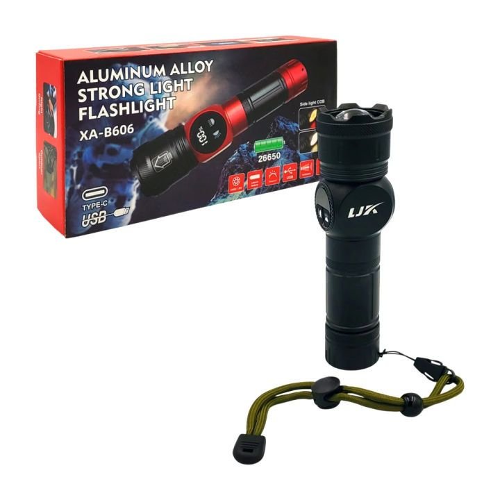XA-B606 Aluminum Alloy Rechargeable LED Flashlight with Digital Power Display