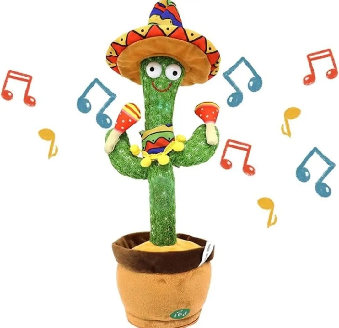 Rechargeable Cute Dancing Cactus Toy for Kids | Talking Dancing Shaking &amp; Talk Back with Lights | Happy Birthday Gift (With Box)