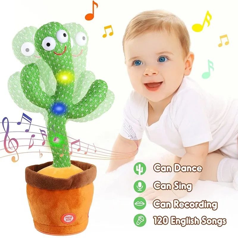 Rechargeable Cute Dancing Cactus Toy for Kids | Talking Dancing Shaking &amp; Talk Back with Lights | Happy Birthday Gift (With Box)
