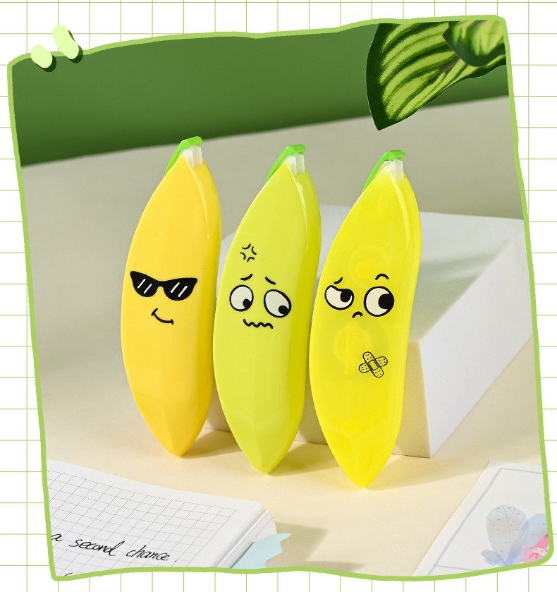 Banana Shaped Correction Tape – Fun &amp; Portable Eraser Tool for Paper, Labels, and More – 14cm