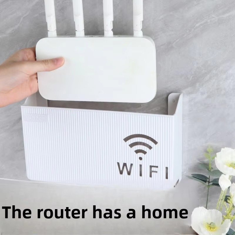 WiFi Router Shelf &amp; Cable Organizer – Wall-Mount ABS Plastic Storage Box for Routers, Power Strips &amp; Cables (Random Colors)